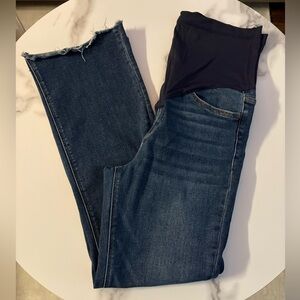 Maternity Dark Blue Jeans with Stretch Waistband